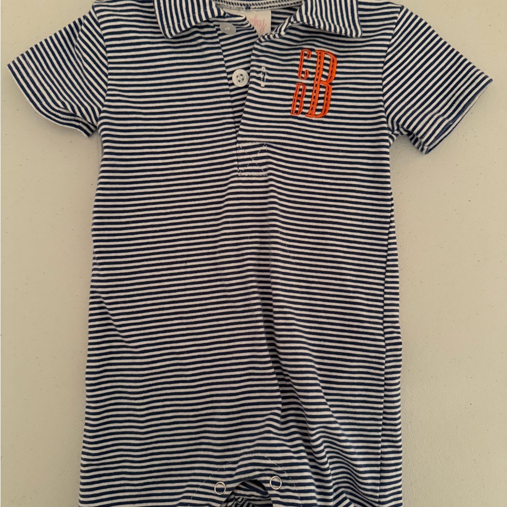 Striped Navy and White Kids One Piece
